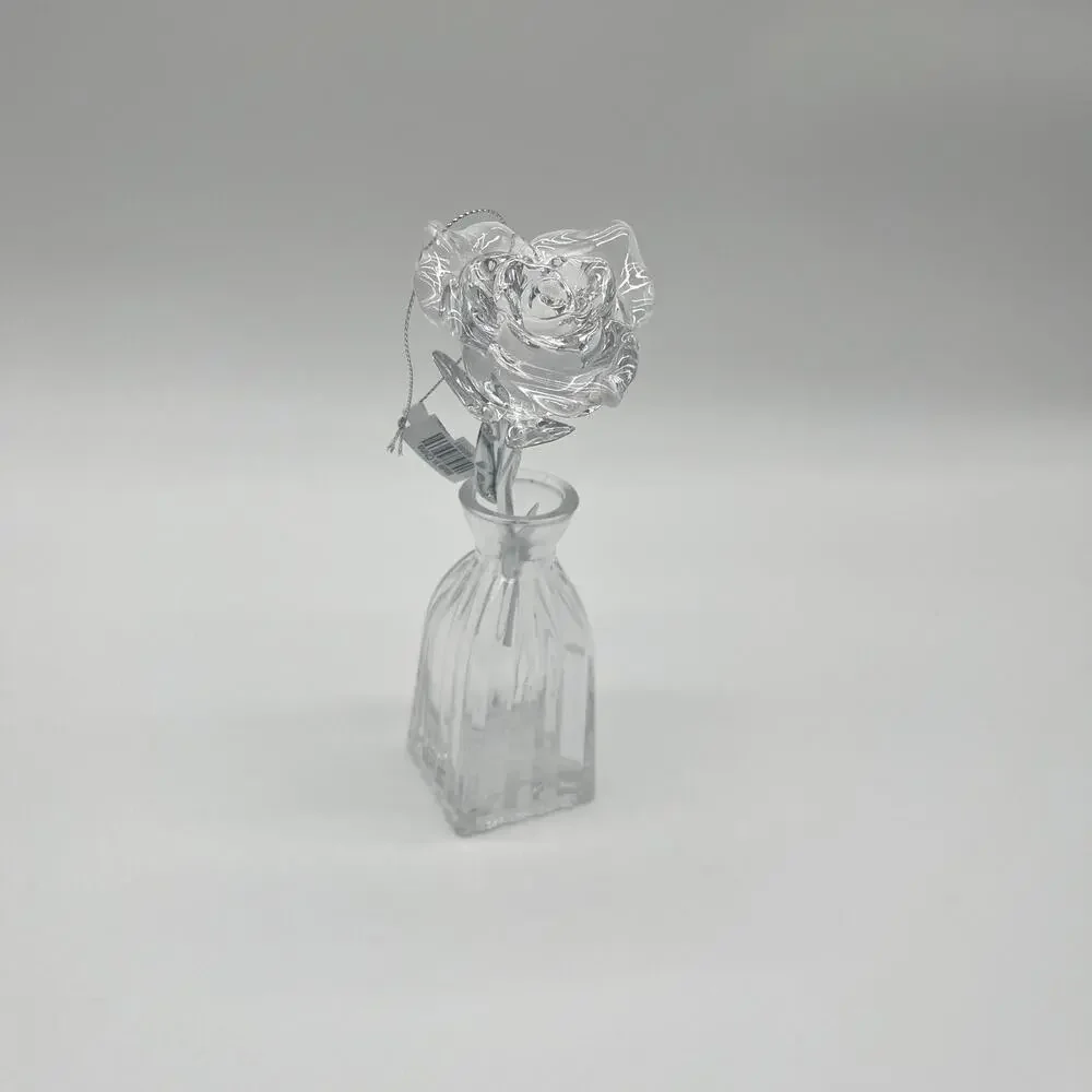 Clear Acrylic Rose NWT and Vase, Flower Decoration Ornament